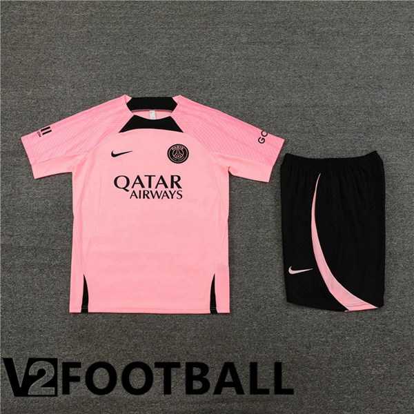 Paris PSG Training T Shirt + Shorts Pink 2023/2024