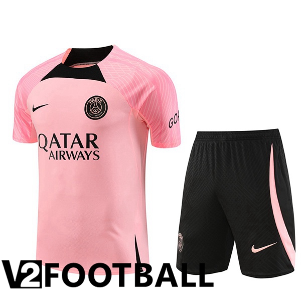 Paris PSG Training T Shirt + Shorts Pink 2023/2024