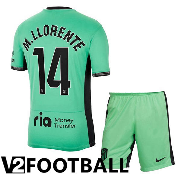 Atletico Madrid (M. Llorente 14) Kids Soccer Shirt Third Green 2023/2024