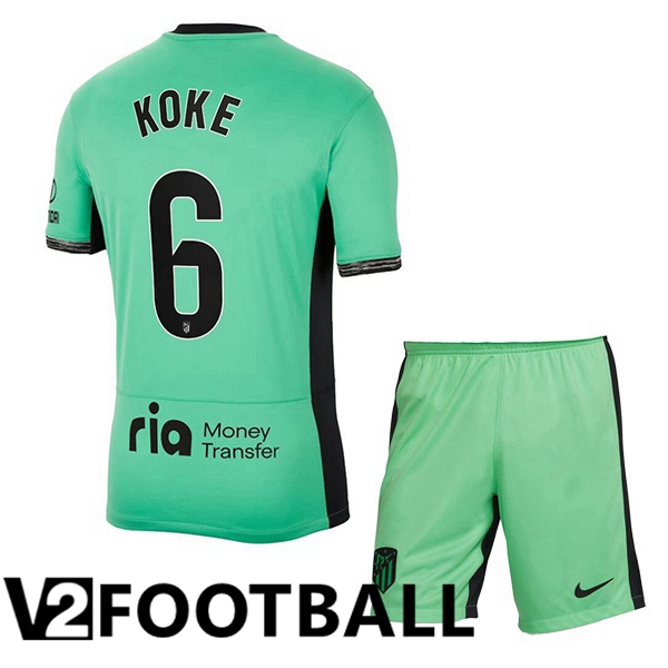 Atletico Madrid (Koke 6) Kids Soccer Shirt Third Green 2023/2024