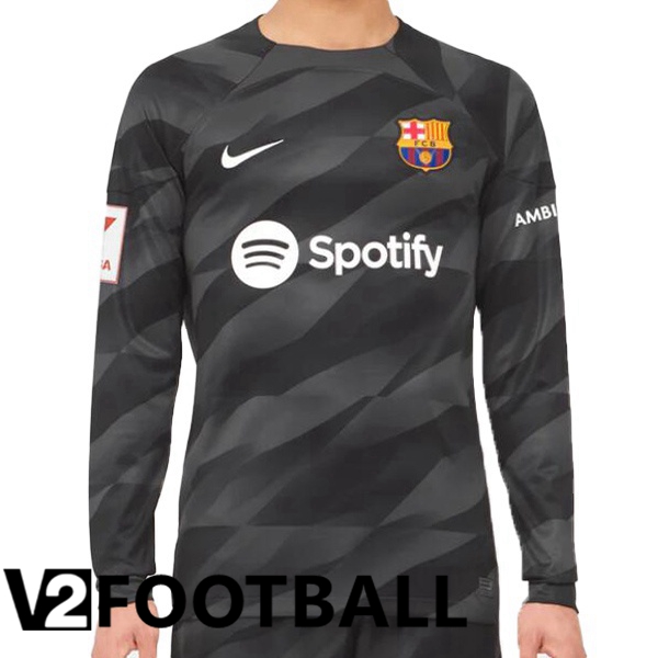 FC Barcelona Goalkeeper Soccer Shirt Long Sleeve Black 2023/2024