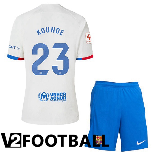 FC Barcelona (KOUNDE 23) Kids Soccer Shirt Away White 2023/2024