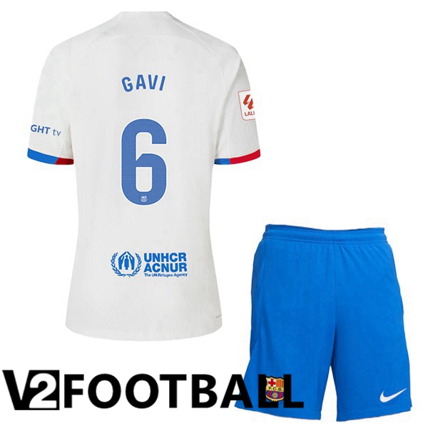 FC Barcelona (GAVI 6) Kids Soccer Shirt Away White 2023/2024