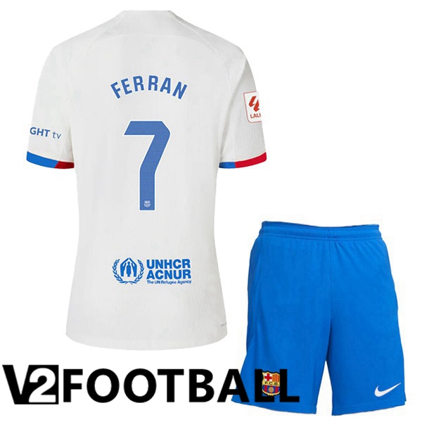 FC Barcelona (FERRAN 7) Kids Soccer Shirt Away White 2023/2024