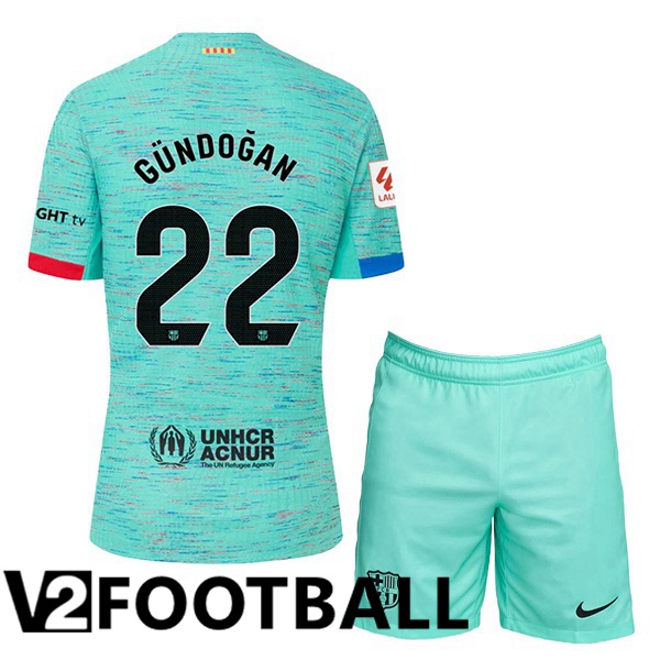 FC Barcelona (GÜNDOĞAN 22) Kids Soccer Shirt Third Green 2023/2024
