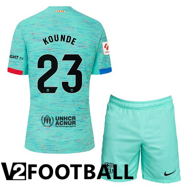 FC Barcelona (KOUNDE 23) Kids Soccer Shirt Third Green 2023/2024