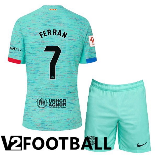 FC Barcelona (FERRAN 7) Kids Soccer Shirt Third Green 2023/2024