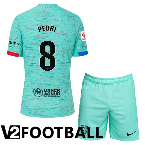 FC Barcelona (PEDRI 8) Kids Soccer Shirt Third Green 2023/2024
