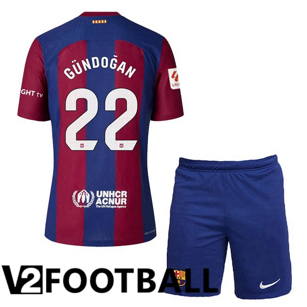 FC Barcelona (GÜNDOĞAN 22) Kids Soccer Shirt Home Blue Red 2023/2024