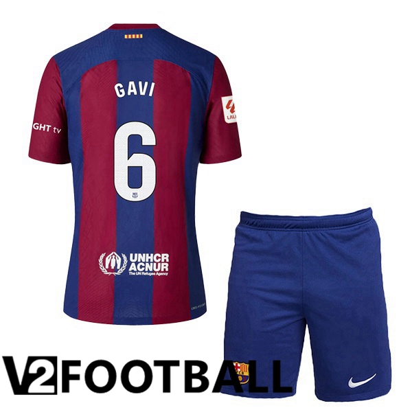 FC Barcelona (GAVI 6) Kids Soccer Shirt Home Blue Red 2023/2024