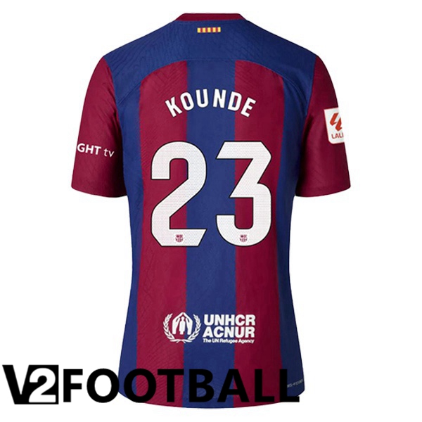 FC Barcelona (KOUNDE 23) Soccer Shirt Home Blue Red 2023/2024