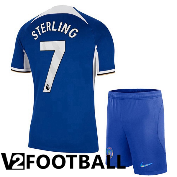FC Chelsea (Sterling 7) Kids Soccer Shirt Home Blue 2023/2024