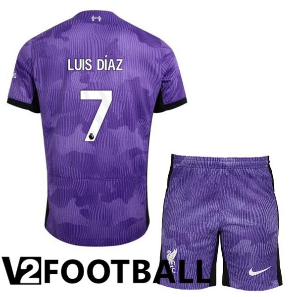 FC Liverpool (LUIS DÍAZ 7) Kids Soccer Shirt Third Purple 2023/2024