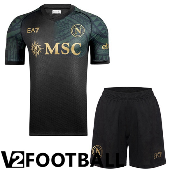 SSC Napoli Kids Soccer Shirt Third Black 2023/2024