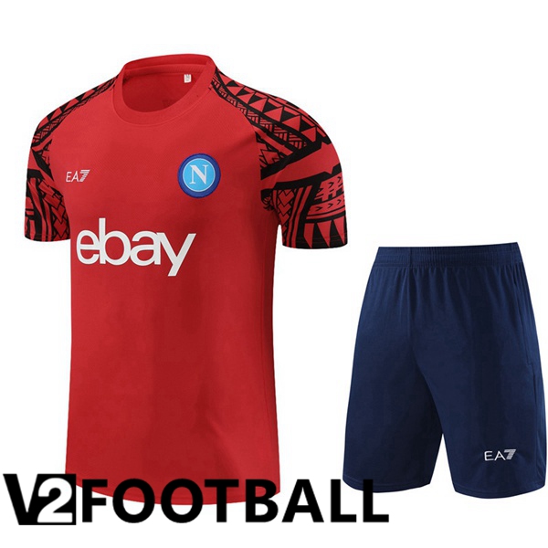 SSC Napoli Training T Shirt + Shorts Red 2023/2024