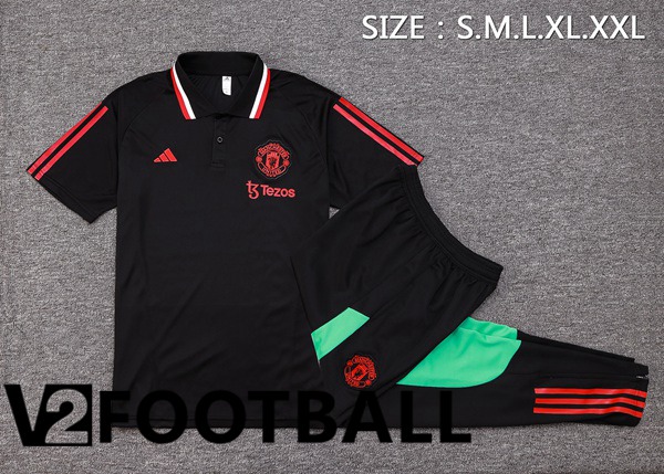 Manchester United Soccer Polo + Pants Black 2023/2024