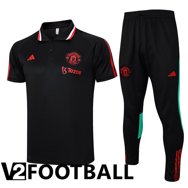 Manchester United Soccer Polo + Pants Black 2023/2024