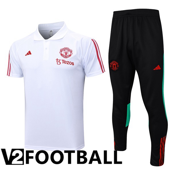 Manchester United Soccer Polo + Pants White 2023/2024