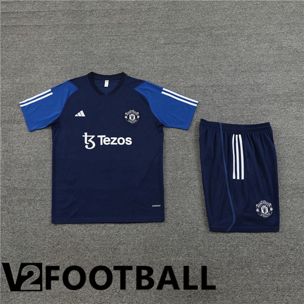 Manchester United Training T Shirt + Shorts Royal Blue 2023/2024