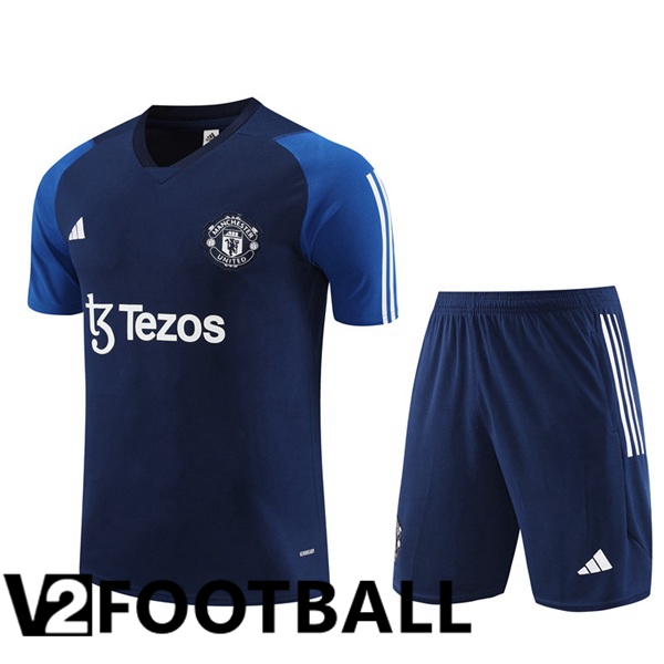 Manchester United Training T Shirt + Shorts Royal Blue 2023/2024