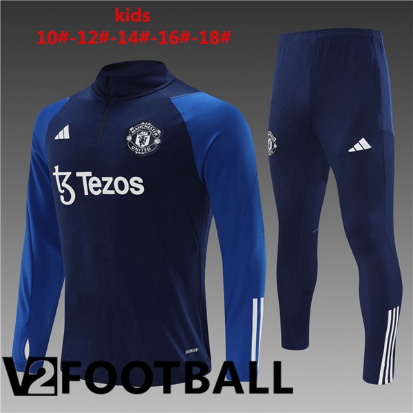 Manchester United Kids Training Tracksuit Suit Royal Blue 2023/2024
