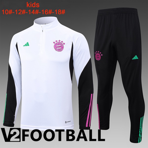 Bayern Munich Kids Training Tracksuit Suit White 2023/2024