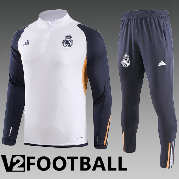 Real Madrid Kids Training Tracksuit Suit White 2023/2024