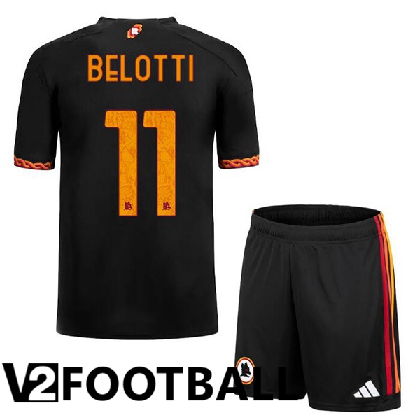 AS Roma (BELOTTI 11) Kids Soccer Shirt Third Black 2023/2024
