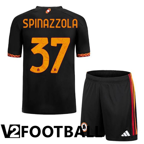 AS Roma (SPINAZZOLA 37) Kids Soccer Shirt Third Black 2023/2024
