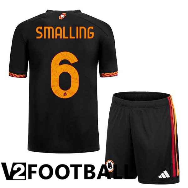 AS Roma (SMALLING 6) Kids Soccer Shirt Third Black 2023/2024