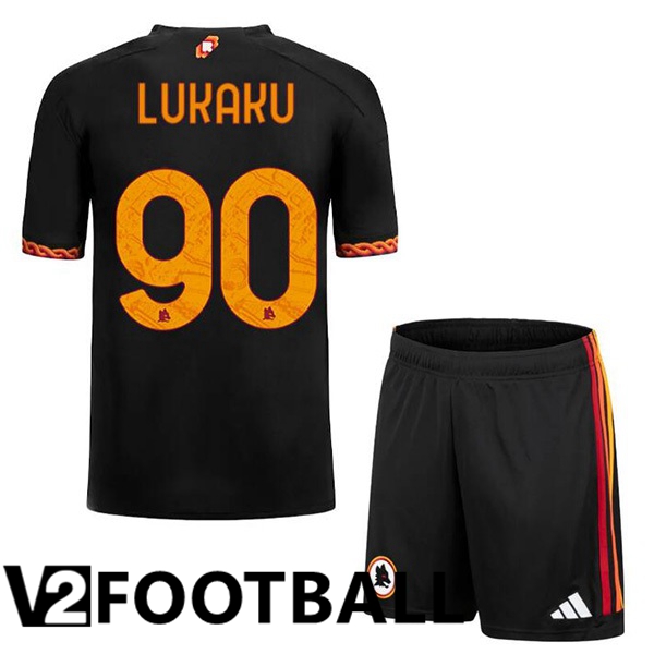 AS Roma (LUKAKU 90) Kids Soccer Shirt Third Black 2023/2024