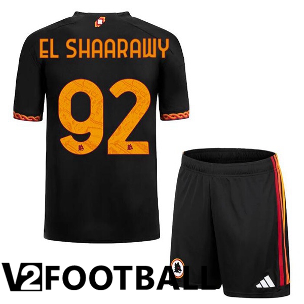 AS Roma (EL SHAARAWY 92) Kids Soccer Shirt Third Black 2023/2024