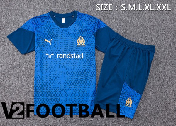 Marseille OM Training T Shirt + Shorts Blue 2023/2024