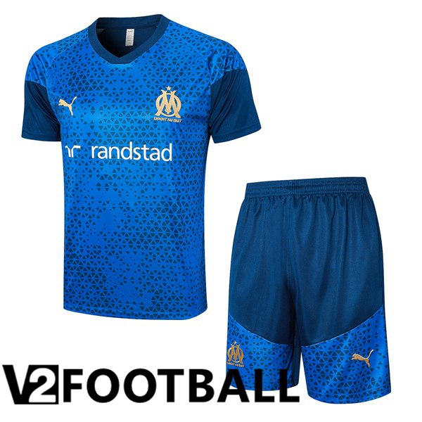 Marseille OM Training T Shirt + Shorts Blue 2023/2024