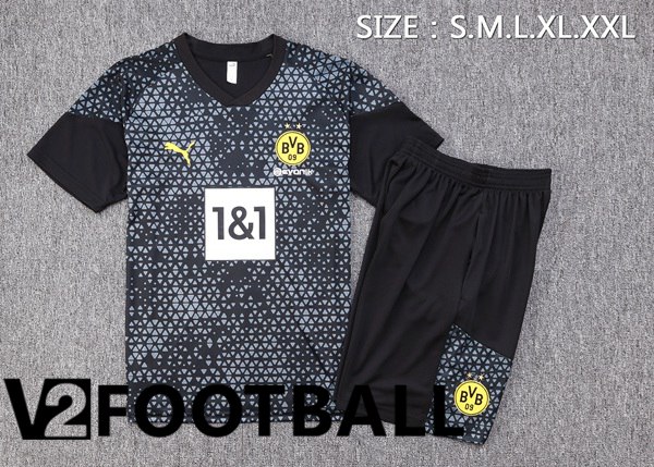 Dortmund BVB Training T Shirt + Shorts Black 2023/2024