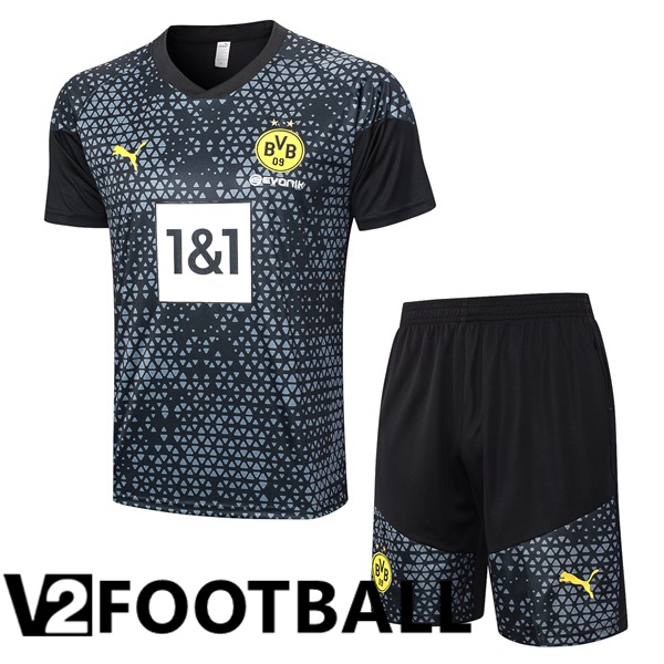 Dortmund BVB Training T Shirt + Shorts Black 2023/2024