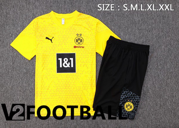 Dortmund BVB Training T Shirt + Shorts Yellow 2023/2024