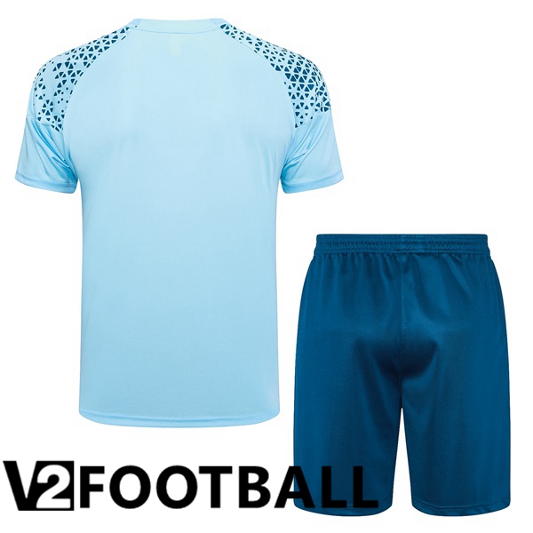 Manchester City Training T Shirt + Shorts Blue 2023/2024