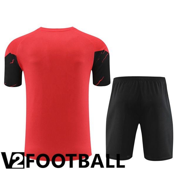 Manchester City Training T Shirt + Shorts Red 2023/2024