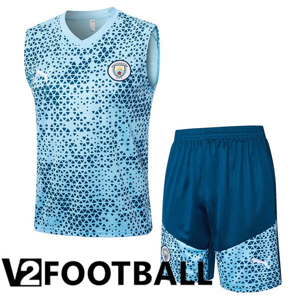 Manchester City Soccer Vest + Shorts Blue 2023/2024