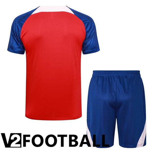 Atletico Madrid Training T Shirt + Shorts Red Blue 2023/2024