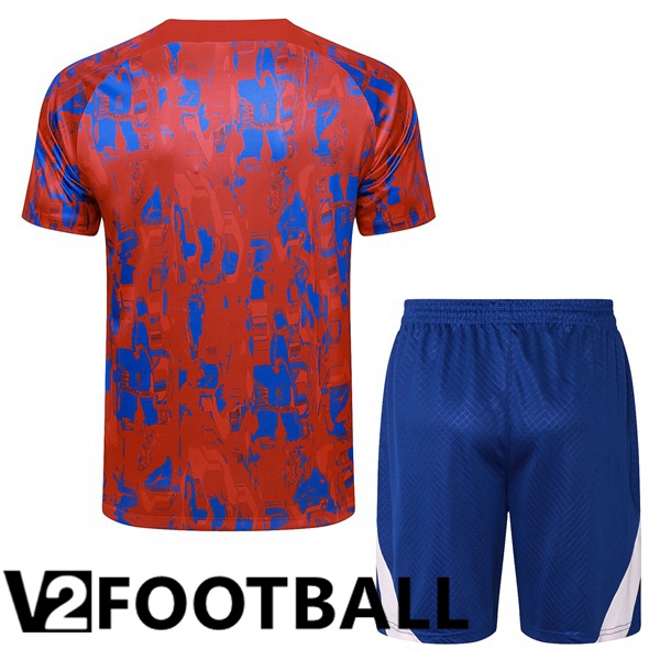 Atletico Madrid Training T Shirt + Shorts Red Blue 2023/2024