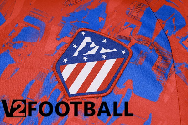 Atletico Madrid Training T Shirt + Shorts Red Blue 2023/2024