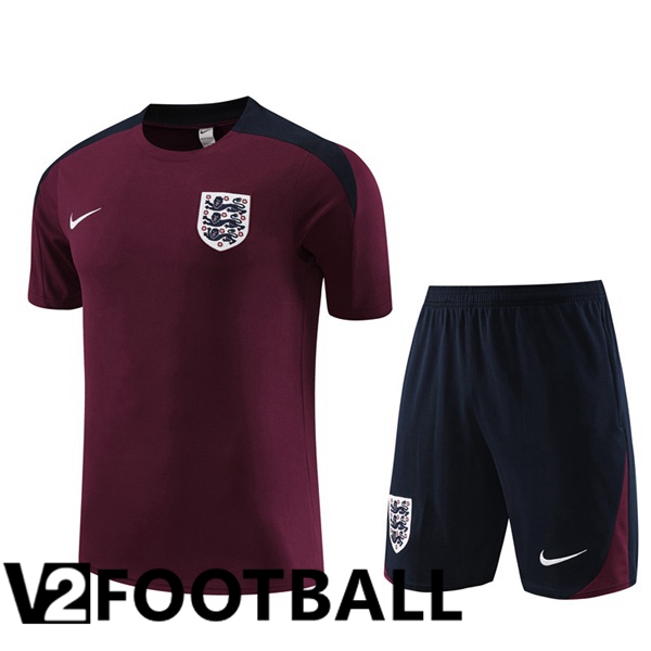 England Training T Shirt + Shorts Red 2023/2024