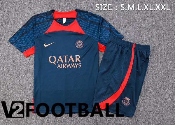 Paris PSG Training T Shirt + Shorts Royal Blue 2023/2024