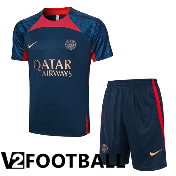 Paris PSG Training T Shirt + Shorts Royal Blue 2023/2024