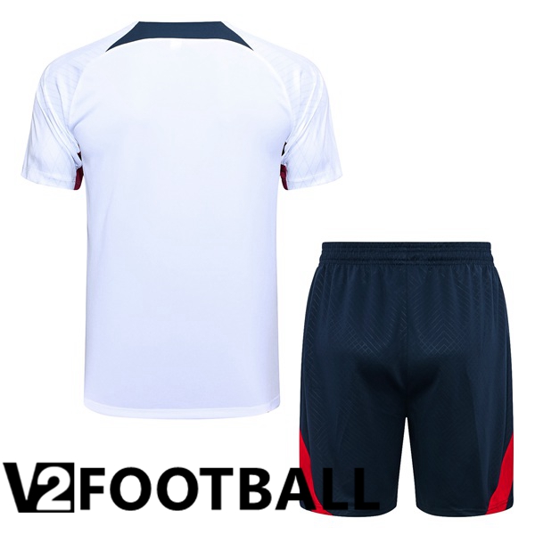 Paris PSG Training T Shirt + Shorts White 2023/2024