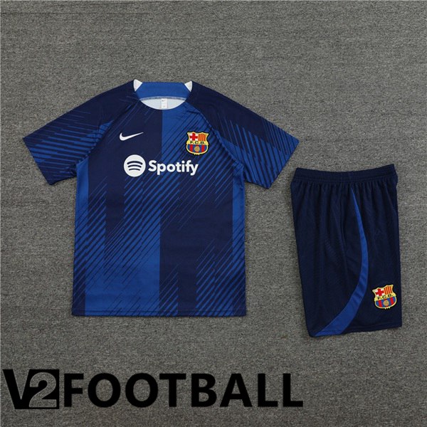 FC Barcelona Training T Shirt + Shorts Blue 2023/2024