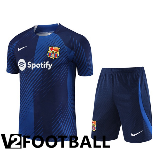 FC Barcelona Training T Shirt + Shorts Blue 2023/2024