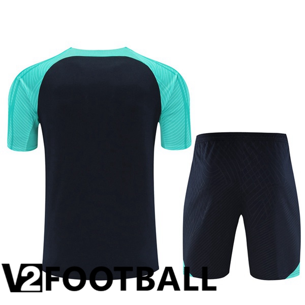 FC Barcelona Training T Shirt + Shorts Green Royal Blue 2023/2024